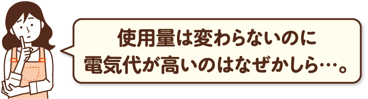 使用量は変わらないのに 電気代が高いのはなぜかしら…。